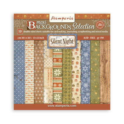 Scrapbooking Printed Pad for Art and Craft 10 sheets cm 30,5x30,5 (12"x12") Backgrounds - Silent Night