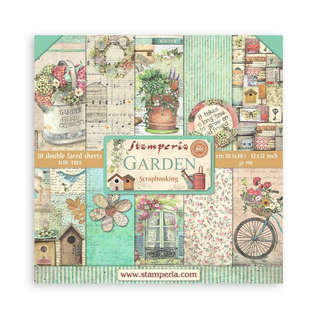 Papierblock 30,5x30,5 cm - 10 Blatt - Garten