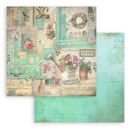 Papierblock 30,5x30,5 cm - 10 Blatt - Garten