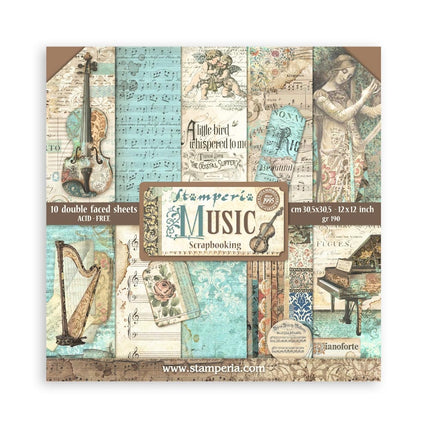 Papierblock 30,5x30,5 cm - 10 Blätter - Musik