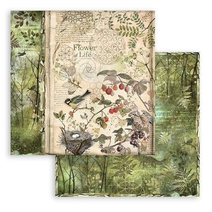 Papierblock 30,5x30,5 cm - 10 Blatt - Wald