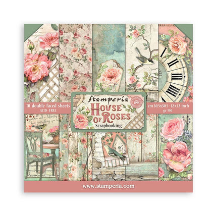 Papierblock 30,5x30,5 cm - 10 Blatt - House of Roses