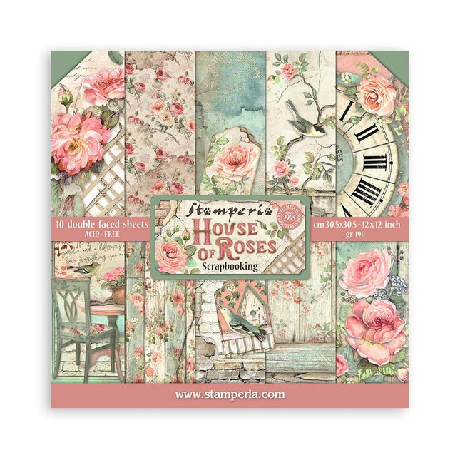 Papierblock 30,5x30,5 cm - 10 Blatt - House of Roses