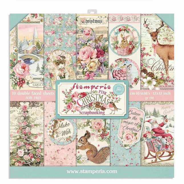 Paper Pad Pink Christmas - 30,5x30,5 cm - 10 Blätter