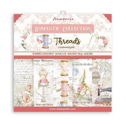 Papierblock 30,5 × 30,5 cm - 10 Blatt - Romantic Threads