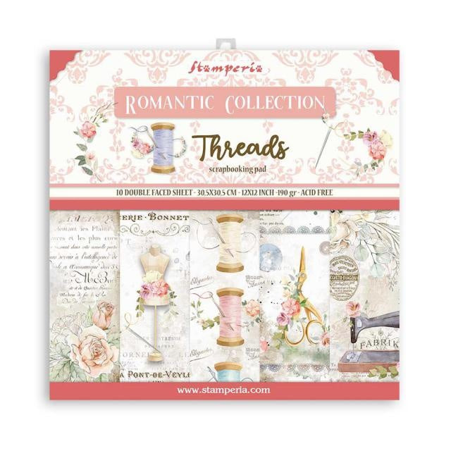 Papierblock 30,5 × 30,5 cm - 10 Blatt - Romantic Threads