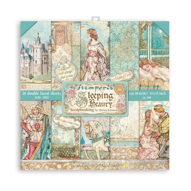 Papierblock 30,5 × 30,5 cm - 10 Blatt beidseitig bedruckt Dornröschen