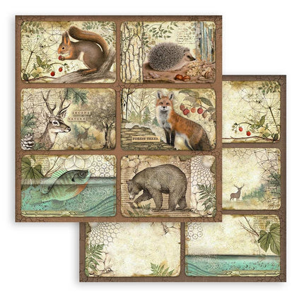 Papierblock 20,3x20,3 cm - 10 Blatt - Wald