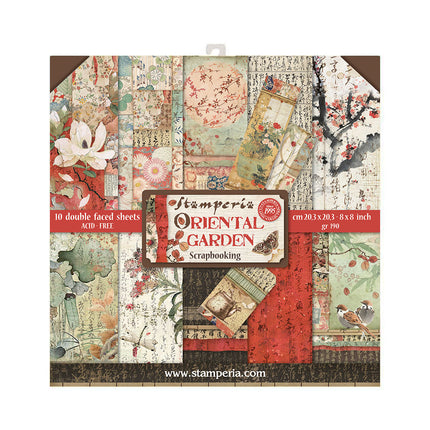 Papierblock 20,3×20,3 cm - 10 Blatt - beidseitig Orientalischer Garten