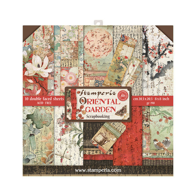 Papierblock 20,3×20,3 cm - 10 Blatt - beidseitig Orientalischer Garten