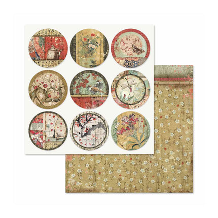 Papierblock 20,3×20,3 cm - 10 Blatt - beidseitig Orientalischer Garten