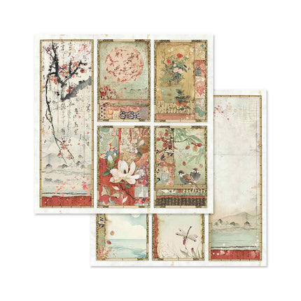 Papierblock 20,3×20,3 cm - 10 Blatt - beidseitig Orientalischer Garten