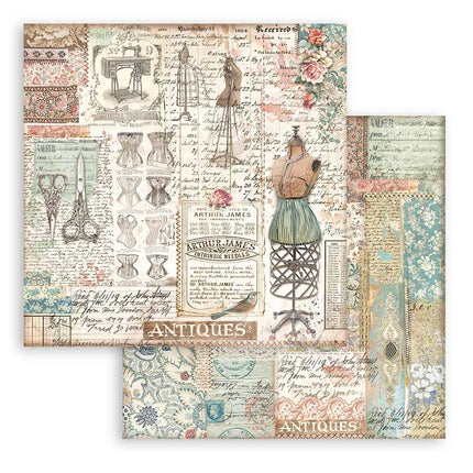 Papierblock 20,3x20,3 cm - 10 Blatt - Brocante Antiques