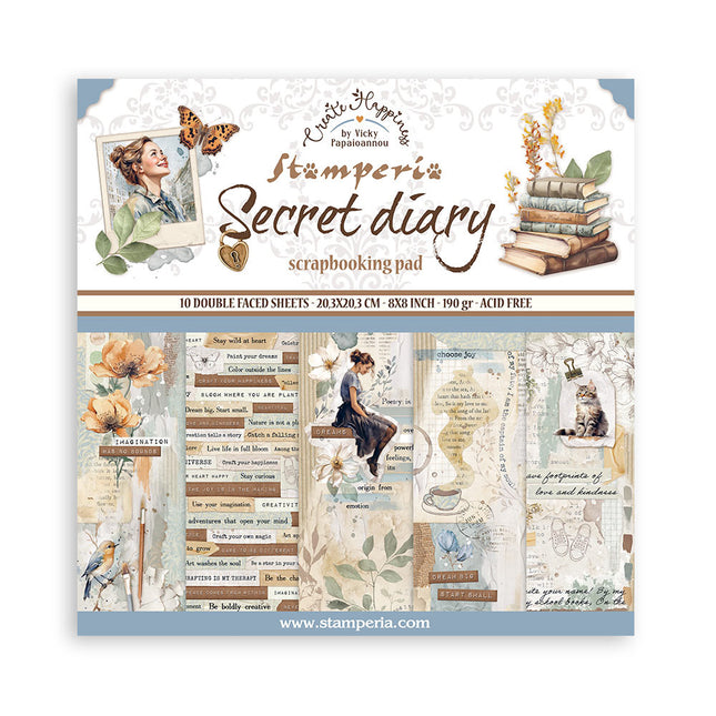 Papierblok 20,3x20,3 cm - 10 vellen - Create Happiness Secret Diary