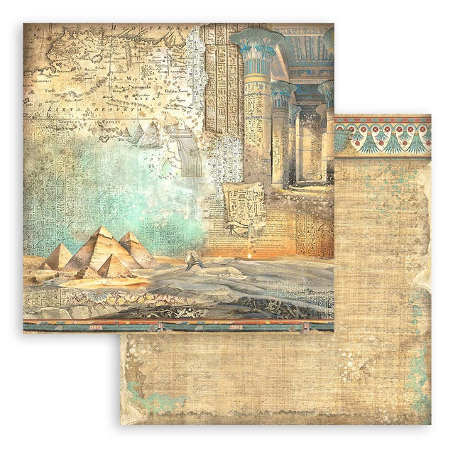 Papierblock 20,3x20,3 cm - 10 Blätter - Hintergrundauswahl - Fortune/ Land der Pharaonen