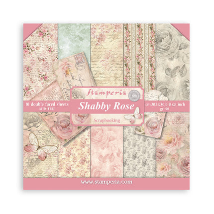 Papierblock 20,3x20,3 cm - 10 Blätter - Shabby Rose