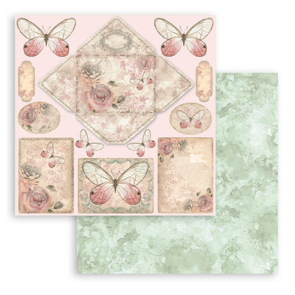 Papierblock 20,3x20,3 cm - 10 Blätter - Shabby Rose
