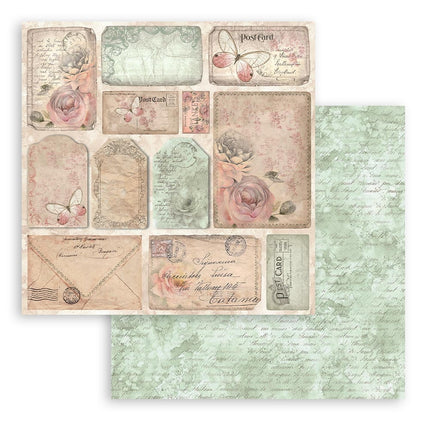Papierblock 20,3x20,3 cm - 10 Blätter - Shabby Rose