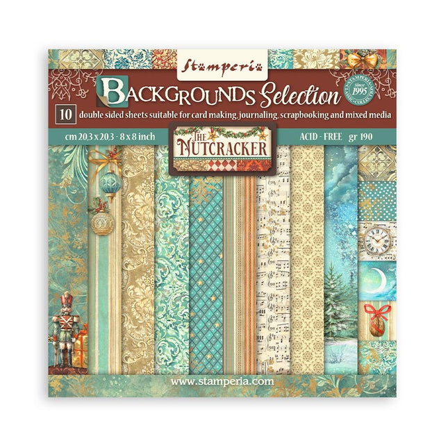 Papierblock 20,3x20,3 cm - 10 Blätter - Hintergrundauswahl - Der Nussknacker