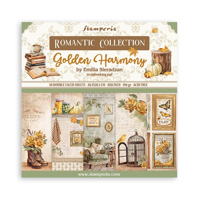 Papierblock 20,3x20,3 cm - 10 Blatt - Goldene Harmonie