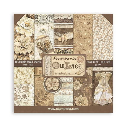 Papierblock 20,3x20,3 cm - 10 Blatt - Old Lace