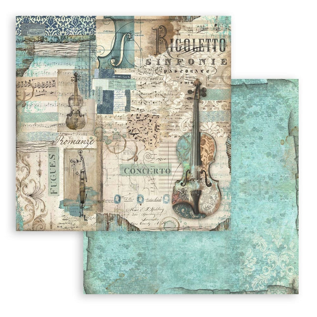 Papierblock 20,3x20,3 cm - 10 Blätter - Musik