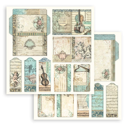 Papierblock 20,3x20,3 cm - 10 Blätter - Musik
