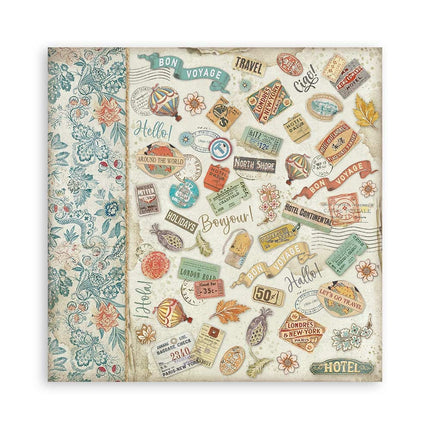 Papierblock 20,3x20,3 cm - 10 Blätter - Art of Travelling
