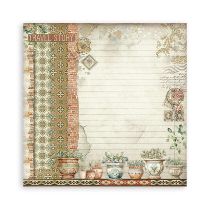 Papierblock 20,3x20,3 cm - 10 Blätter - Art of Travelling