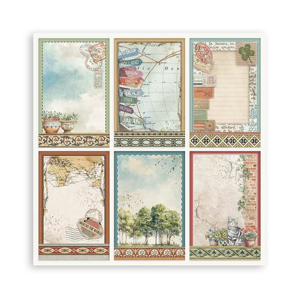 Papierblock 20,3x20,3 cm - 10 Blätter - Art of Travelling