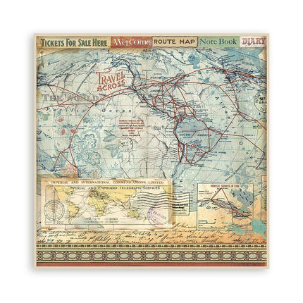 Papierblock 20,3x20,3 cm - 10 Blätter - Art of Travelling