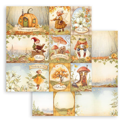 Papierblock 20,3x20,3 cm - 10 Blätter - Flüsternde Wälder
