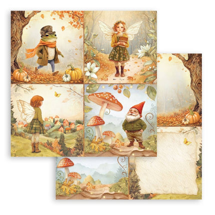 Papierblock 20,3x20,3 cm - 10 Blätter - Flüsternde Wälder
