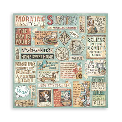 Papierblock 20,3x20,3 cm - 10 Blätter - Flauschige Freunde