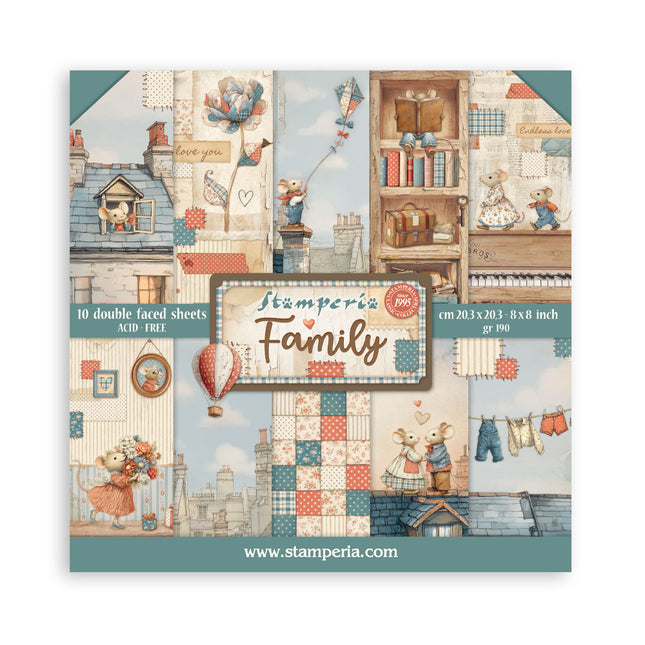 Scrapbooking kleiner Block 10 Blatt cm 20,3x20,3 (8"x8") - Familie  