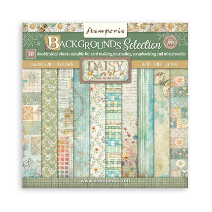 Scrapbooking kleines Pad 10 Blätter cm 20,3x20,3 (8"x8") Hintergrundauswahl - Daisy Art