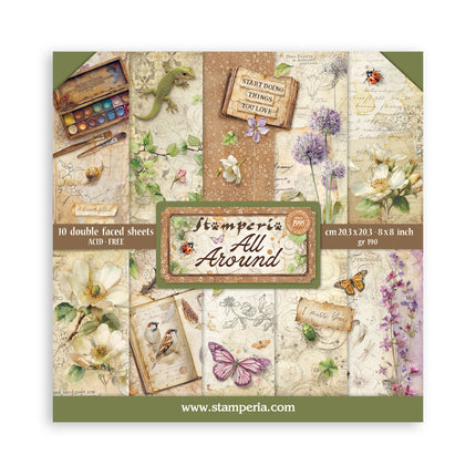 Scrapbooking Bedrucktes Pad für Kunst und Basteln 10 Blatt cm 20,3x20,3 (8"x8") - Rundum