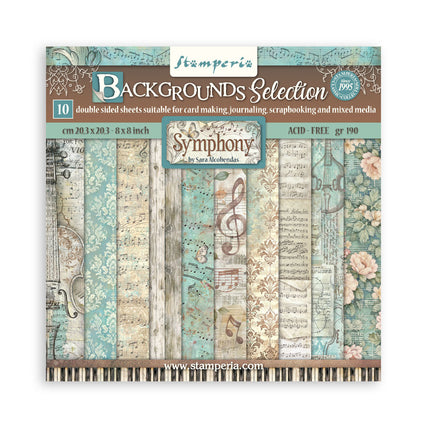 Scrapbooking-Druckblock für Kunst und Handwerk 10 Blatt cm 20,3x20,3 (8"x8") Hintergründe - Symphony