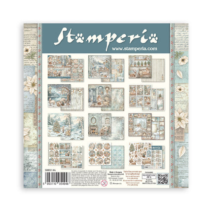 Scrapbooking Printed Pad for Art and Craft 10 sheets cm 20,3X20,3 (8"X8") - White Christmas