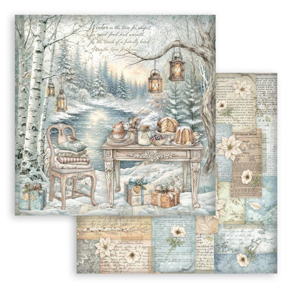 Scrapbooking Printed Pad for Art and Craft 10 sheets cm 20,3X20,3 (8"X8") - White Christmas