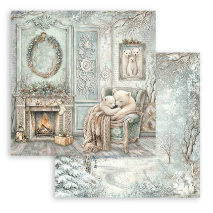 Scrapbooking Printed Pad for Art and Craft 10 sheets cm 20,3X20,3 (8"X8") - White Christmas