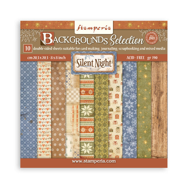 Scrapbooking Printed Pad for Art and Craft 10 sheets cm 20,3X20,3 (8"X8") Backgrounds - Silent Night