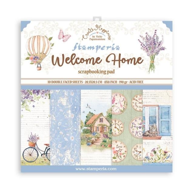 Papierblock 20,3x20,3 cm - 10 Blatt - Create Happiness Welcome Home