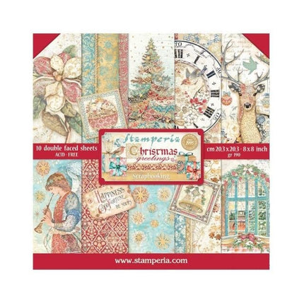 Papierblock 20,3x20,3 cm - 10 Blatt - Weihnachtsgrüße
