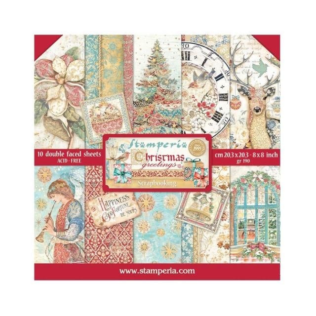 Papierblock 20,3x20,3 cm - 10 Blatt - Weihnachtsgrüße