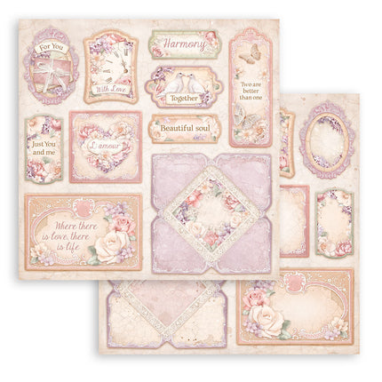 Papierblock 20,3x20,3 cm - 10 Blätter - Romance Forever