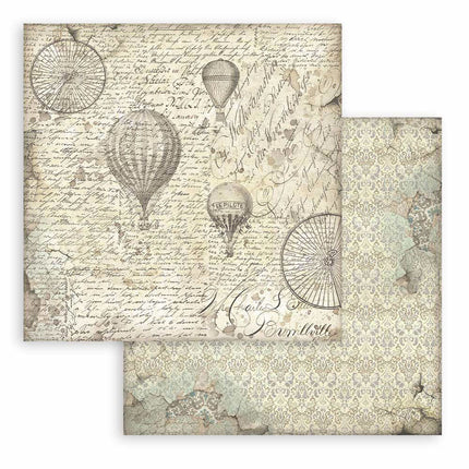 Papierblock 20,3x20,3 cm - 10 Blatt - Backgrounds Selection - Fantastische Reisen