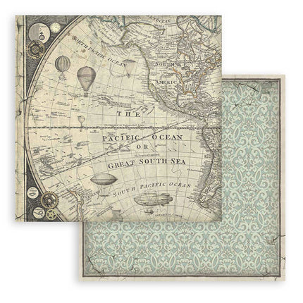 Papierblock 20,3x20,3 cm - 10 Blatt - Backgrounds Selection - Fantastische Reisen