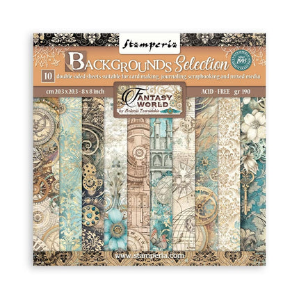 Papierblock 20,3x20,3 cm - 10 Blatt - Backgrounds Selection - Sir Vagabond in Fantasy World