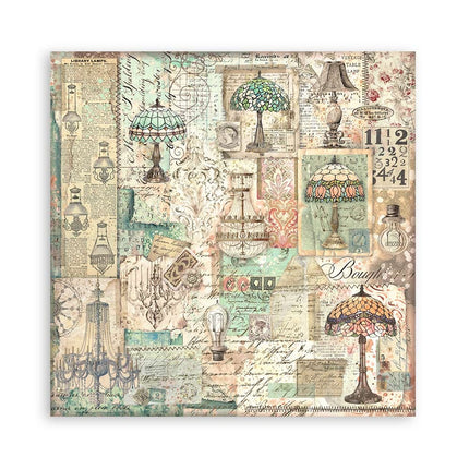 Papierblock 20,3x20,3 cm - 22 Blatt - Einseitig Brocante Antiques